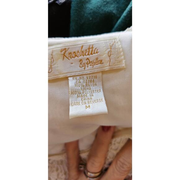 Kroshetta by Papillon Crochet Knit Dress Size M White Lace Open Weave Boho - Picture 11 of 12
